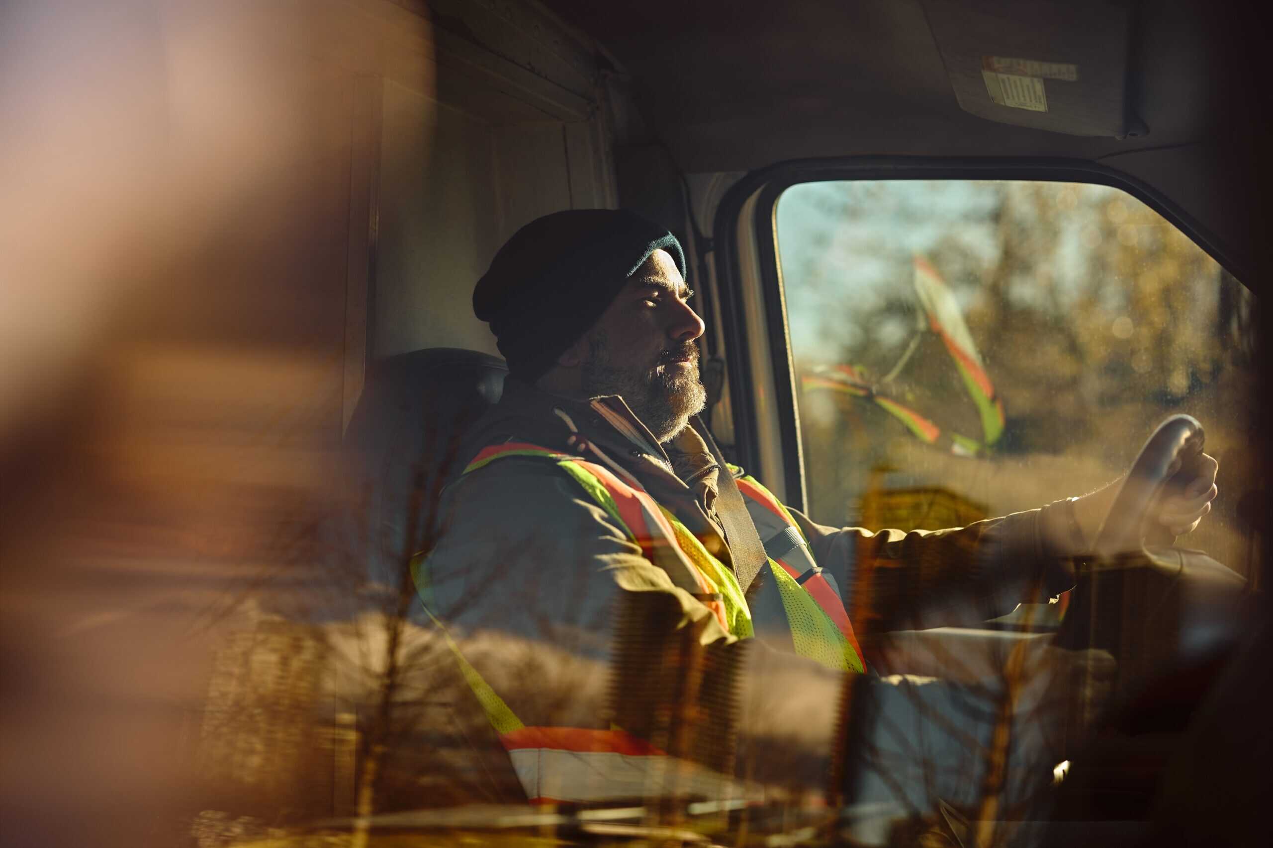 Man driving truck