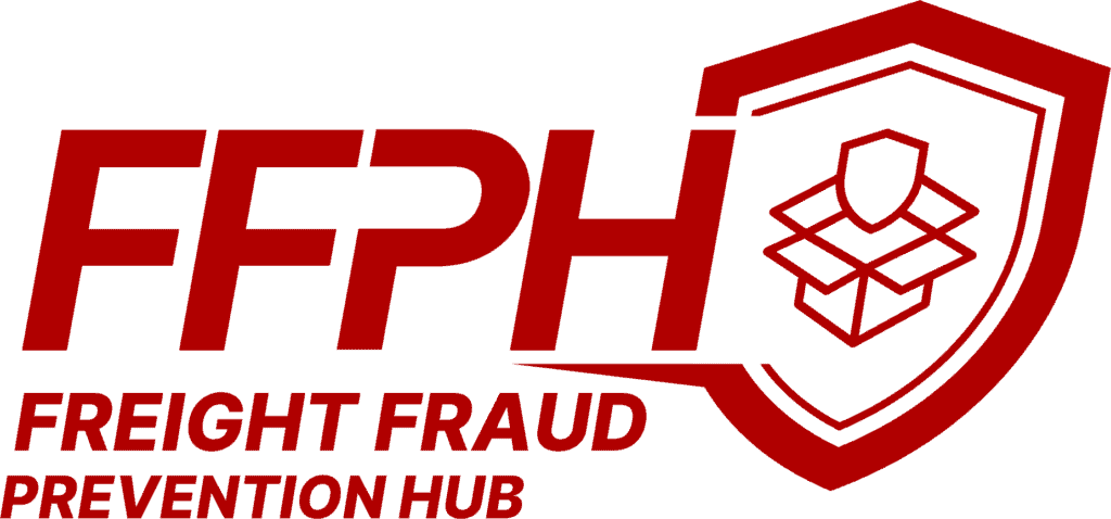Freight Fraud Prevention Hub logo with shield and package icon representing freight security, cargo protection, and fraud prevention by NMFTA